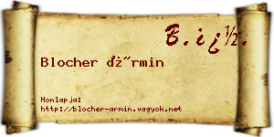 Blocher Ármin névjegykártya